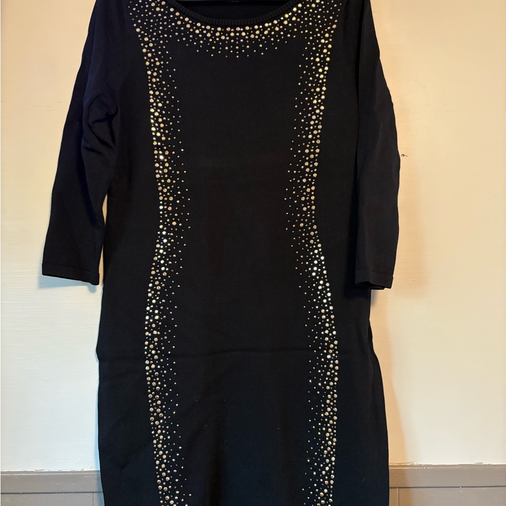 Calvin Klein Black Dress with Gold Detailing